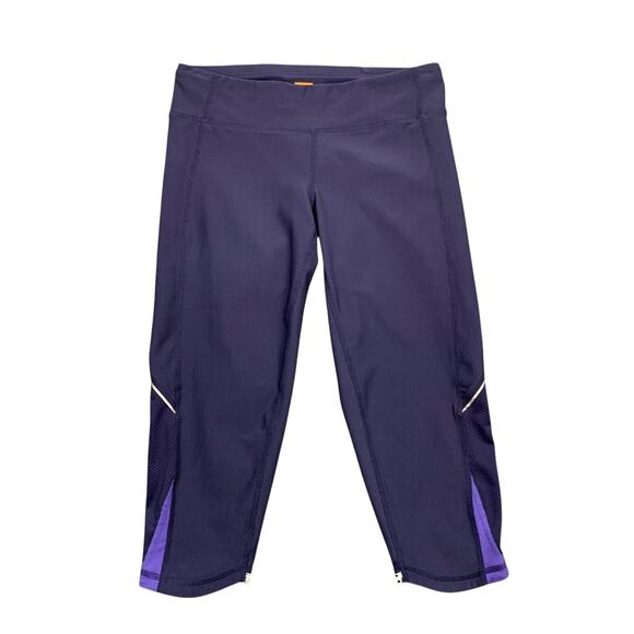 Lucy Tech Leggings Womens XS Extra Small Navy Low Rise Reflective Vented Capri - Picture 1 of 10